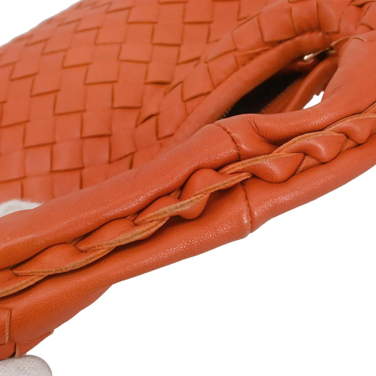 Bottega Veneta Orange Lambskin Intrecciato Hobo Handbag - Image 9
