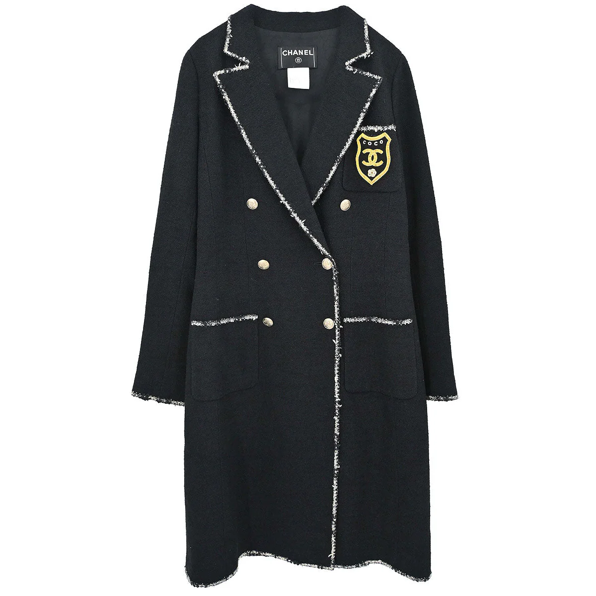 Chanel 2005 Black Emblem Double Breasted Coat #38