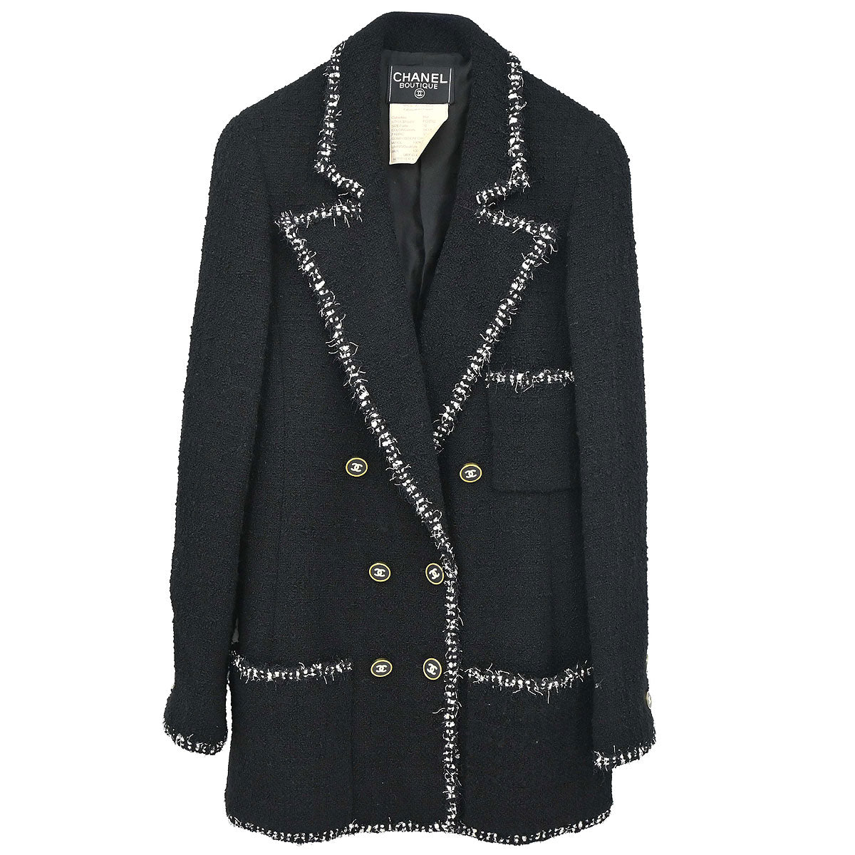 Chanel 1994 Double Breasted Jacket Black #38