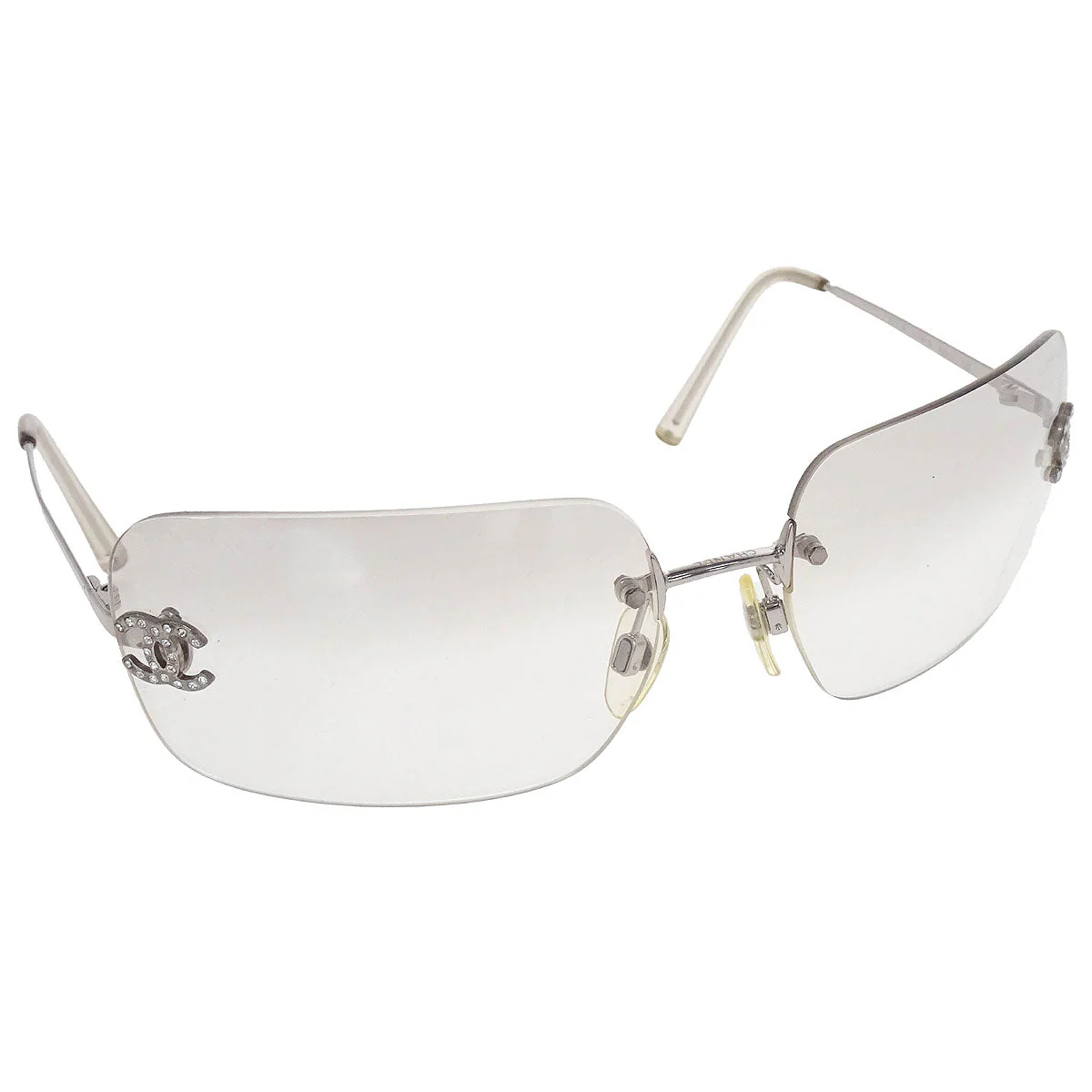 Chanel Sunglasses Eyewear Gray Rhinestone Small Good