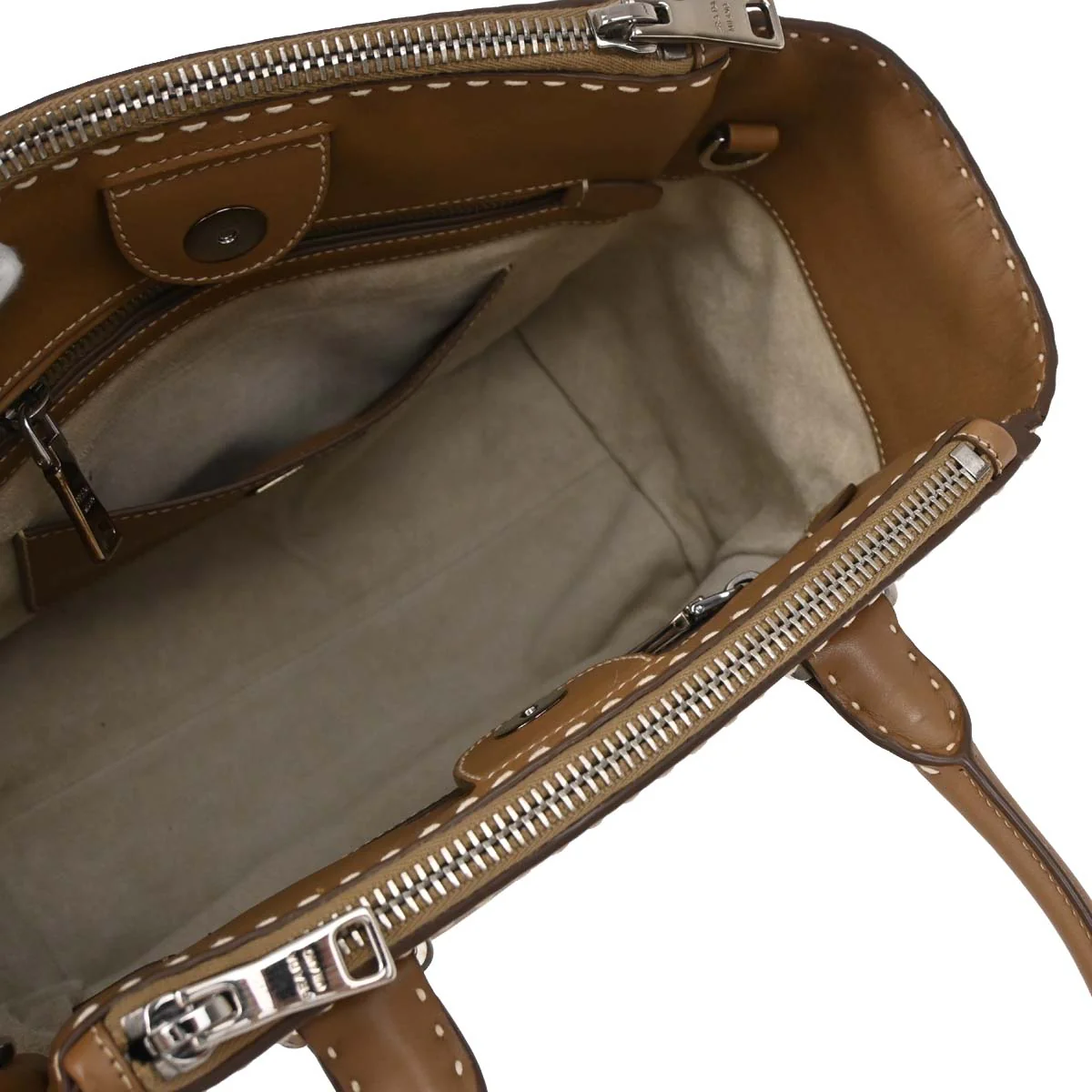 Prada Brown Calfskin Small Twin Pocket City Tote 2way Shoulder Handbag - Image 11