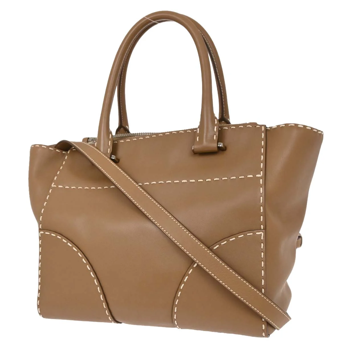 Prada Brown Calfskin Small Twin Pocket City Tote 2way Shoulder Handbag - Image 2
