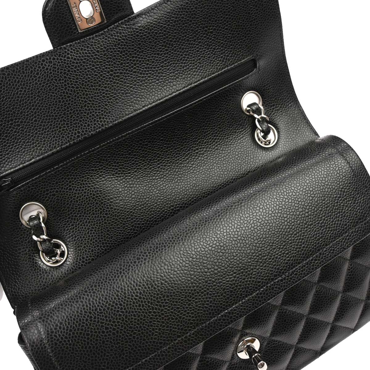 Chanel Black Caviar Skin Medium Classic Double Flap Shoulder Bag - Image 11