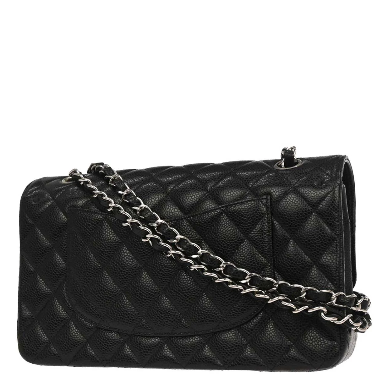 Chanel Black Caviar Skin Medium Classic Double Flap Shoulder Bag - Image 2