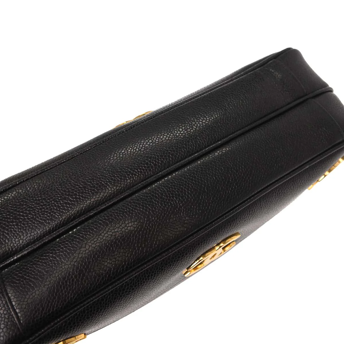 Chanel 1991-1994 Black Caviar Skin Triple CC Shoulder Tote Bag - Image 3