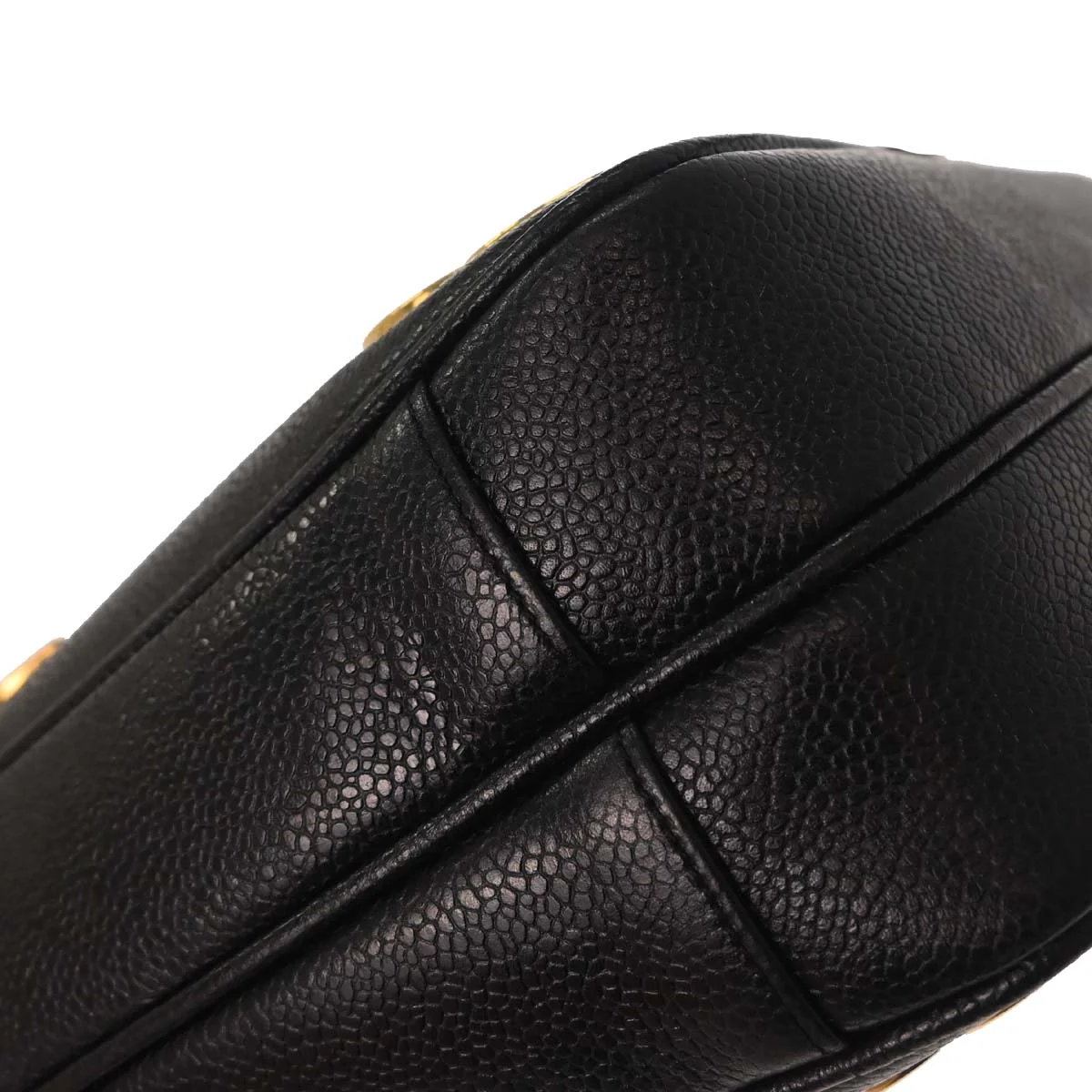 Chanel 1991-1994 Black Caviar Skin Triple CC Shoulder Tote Bag - Image 4