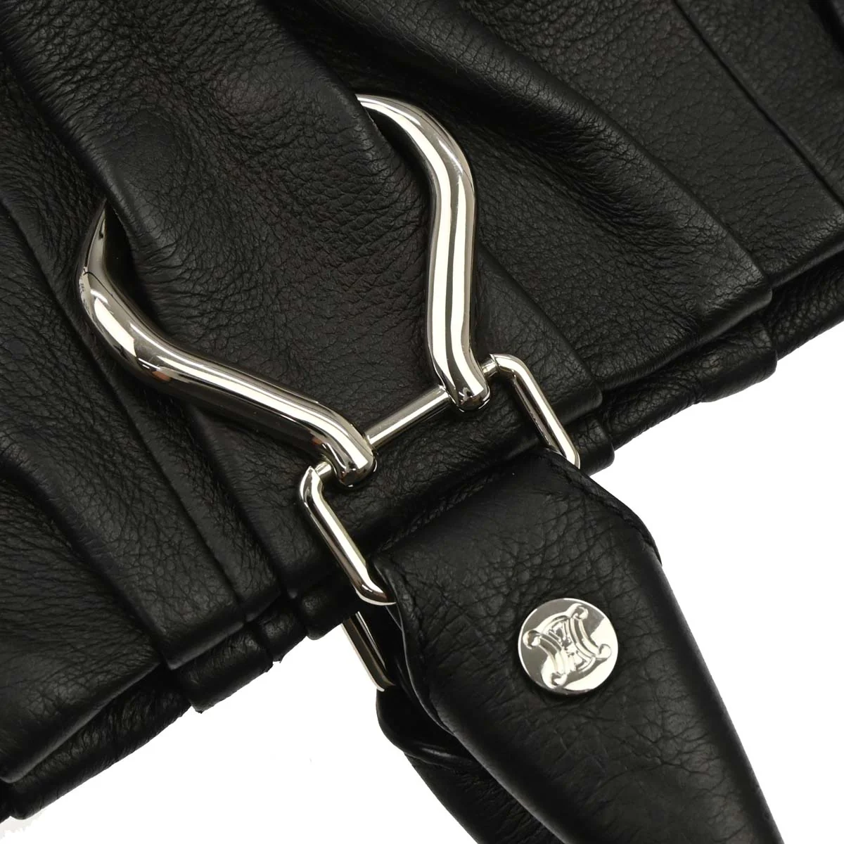 Celine * Black Leather Tote Handbag - Image 5