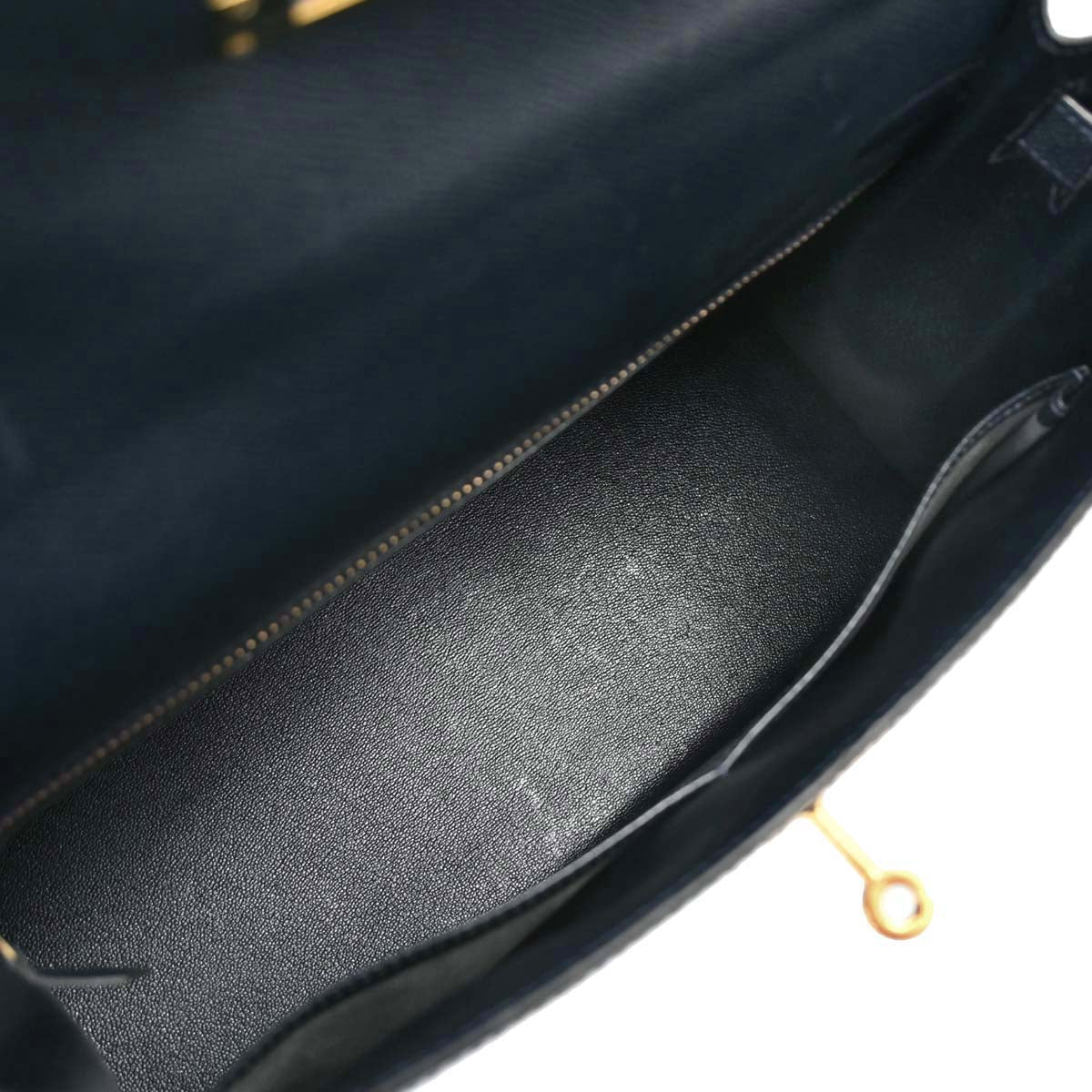 Hermes Blue Indigo Courchevel Kelly 32 Sellier 2way Shoulder Handbag - Image 11