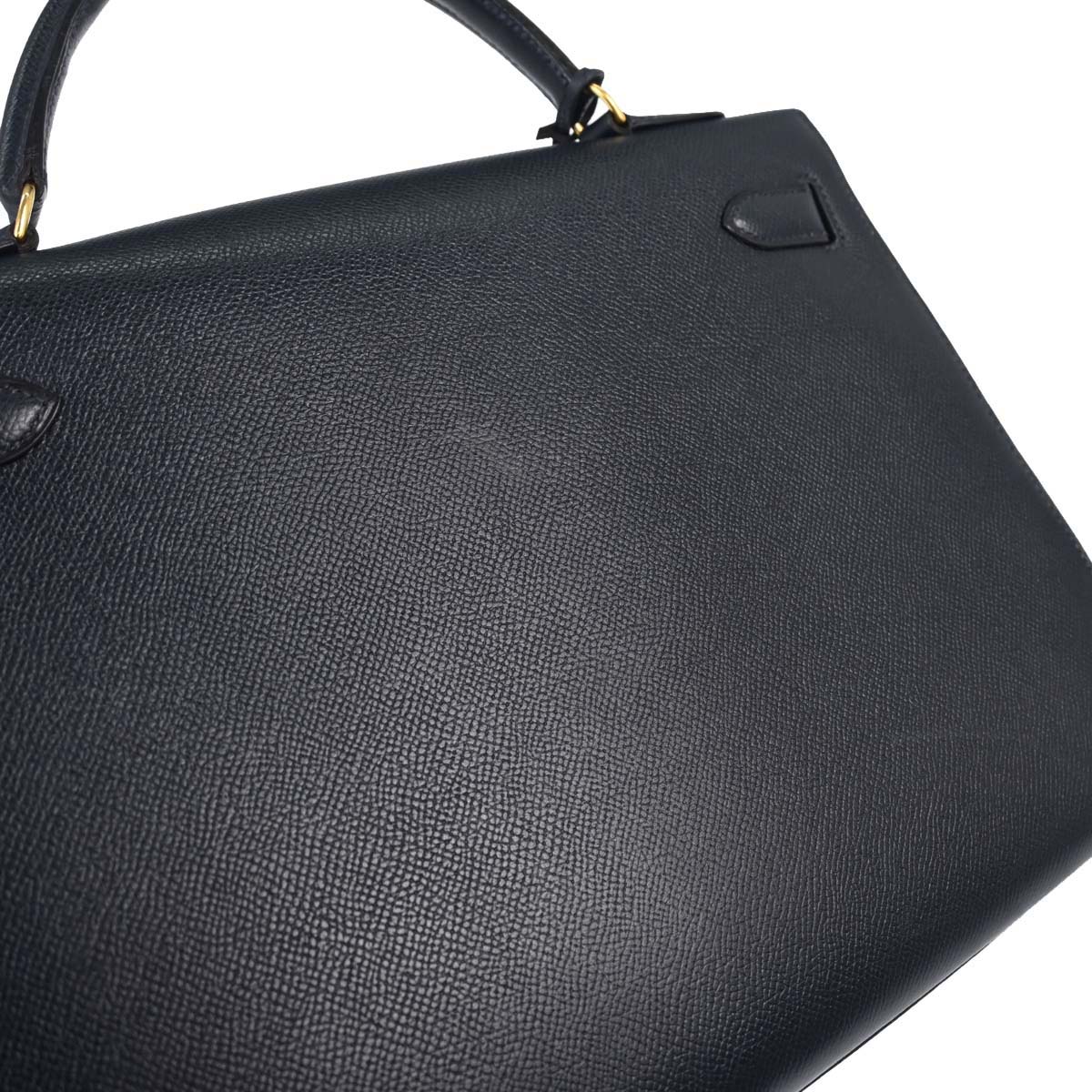 Hermes Blue Indigo Courchevel Kelly 32 Sellier 2way Shoulder Handbag - Image 4