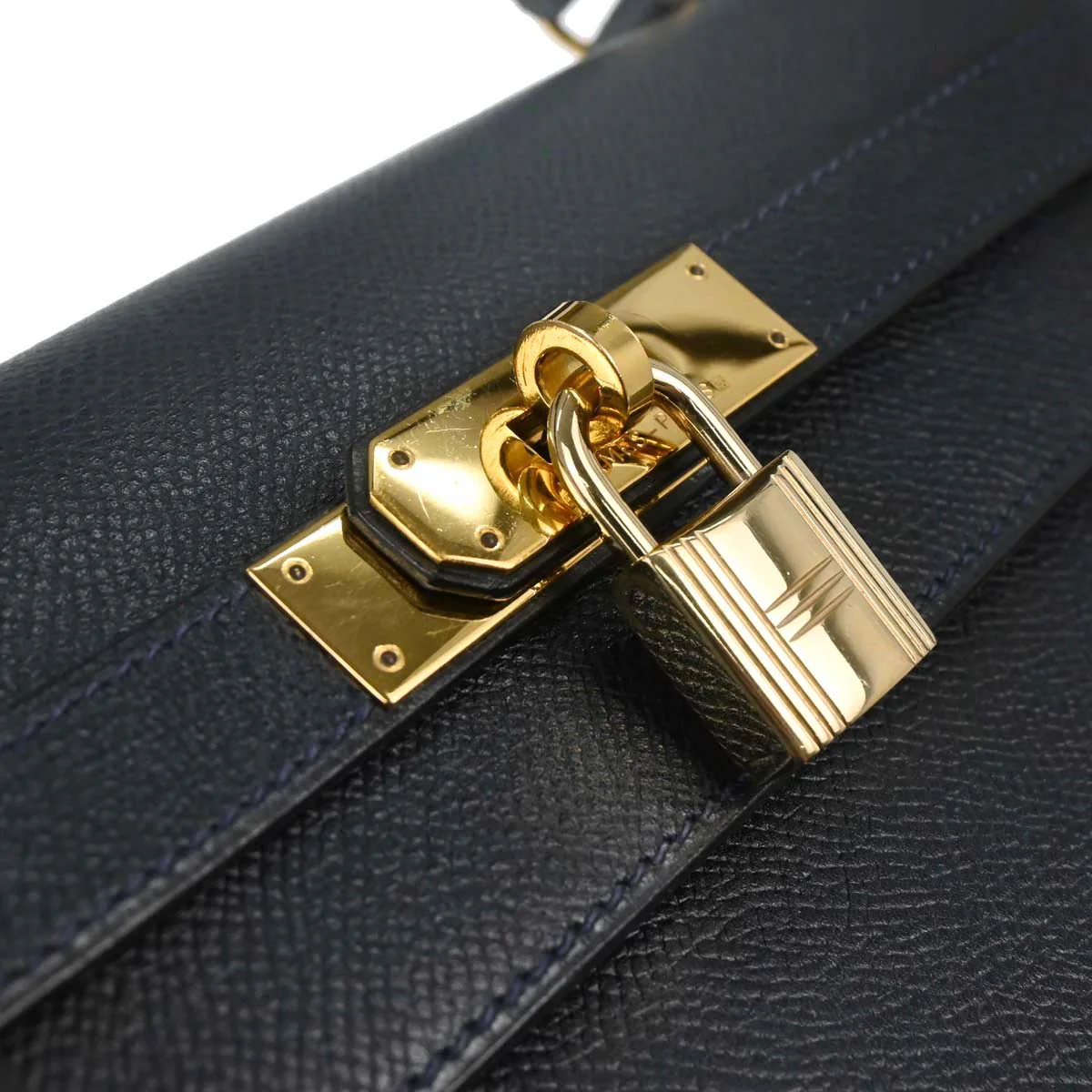 Hermes Blue Indigo Courchevel Kelly 32 Sellier 2way Shoulder Handbag - Image 8