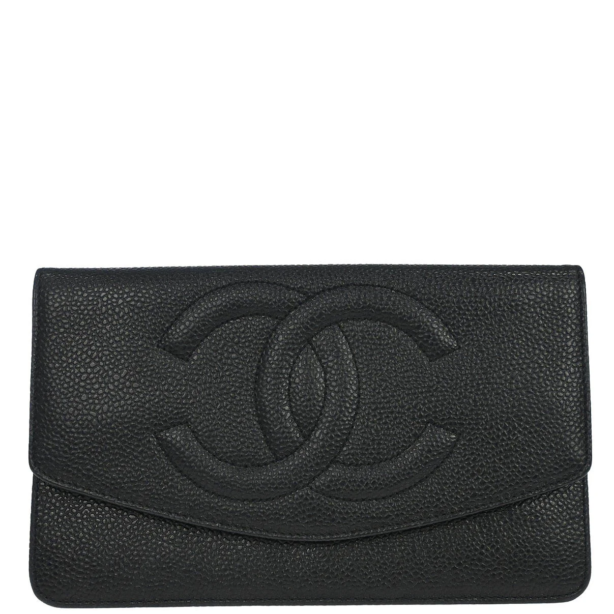 Chanel 1994-1996 Black Caviar Skin Long Wallet