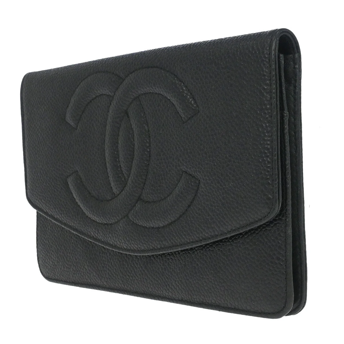 Chanel 1994-1996 Black Caviar Skin Long Wallet - Image 3