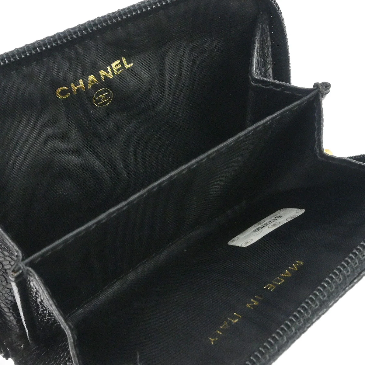 Chanel 1997-1999 Black Caviar Skin Coin Purse Wallet - Image 10