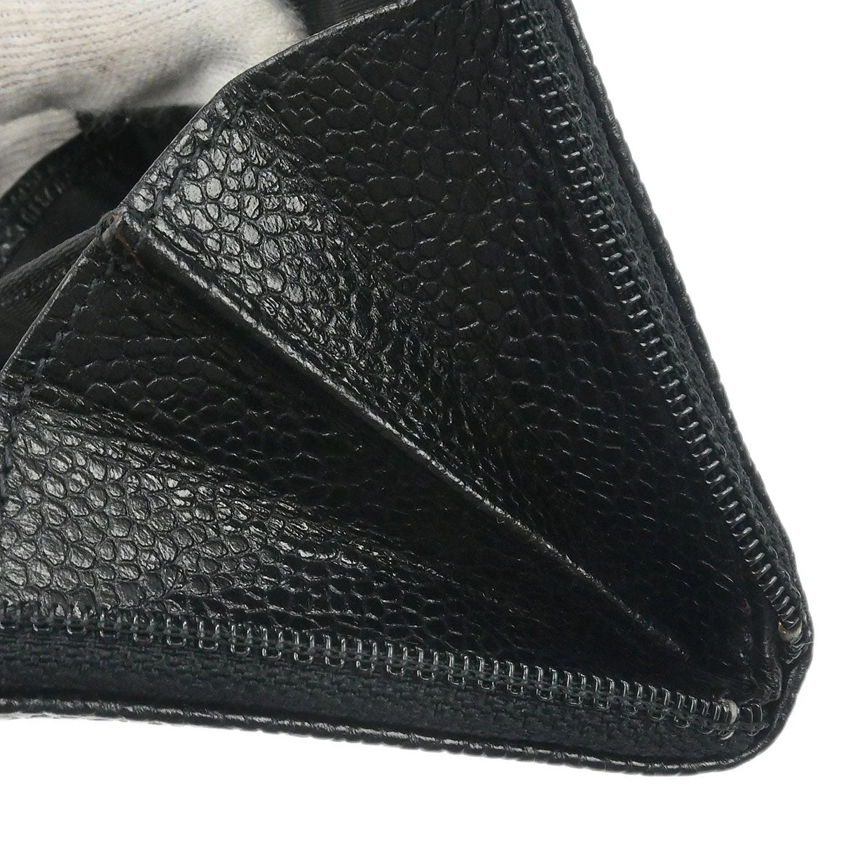 Chanel 1997-1999 Black Caviar Skin Coin Purse Wallet - Image 11