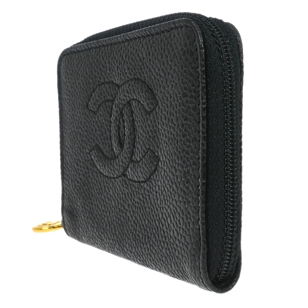 Chanel 1997-1999 Black Caviar Skin Coin Purse Wallet - Image 3