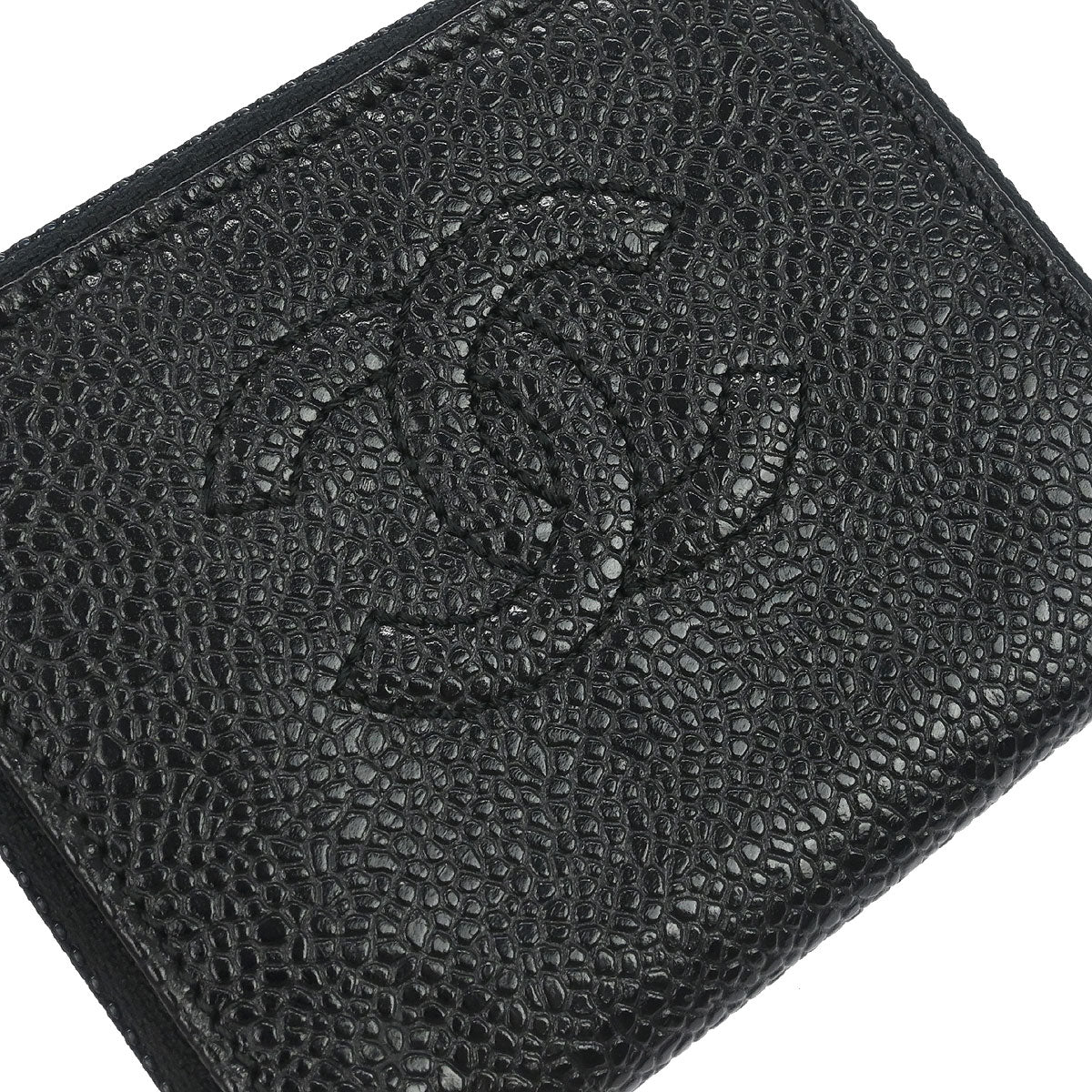 Chanel 1997-1999 Black Caviar Skin Coin Purse Wallet - Image 4