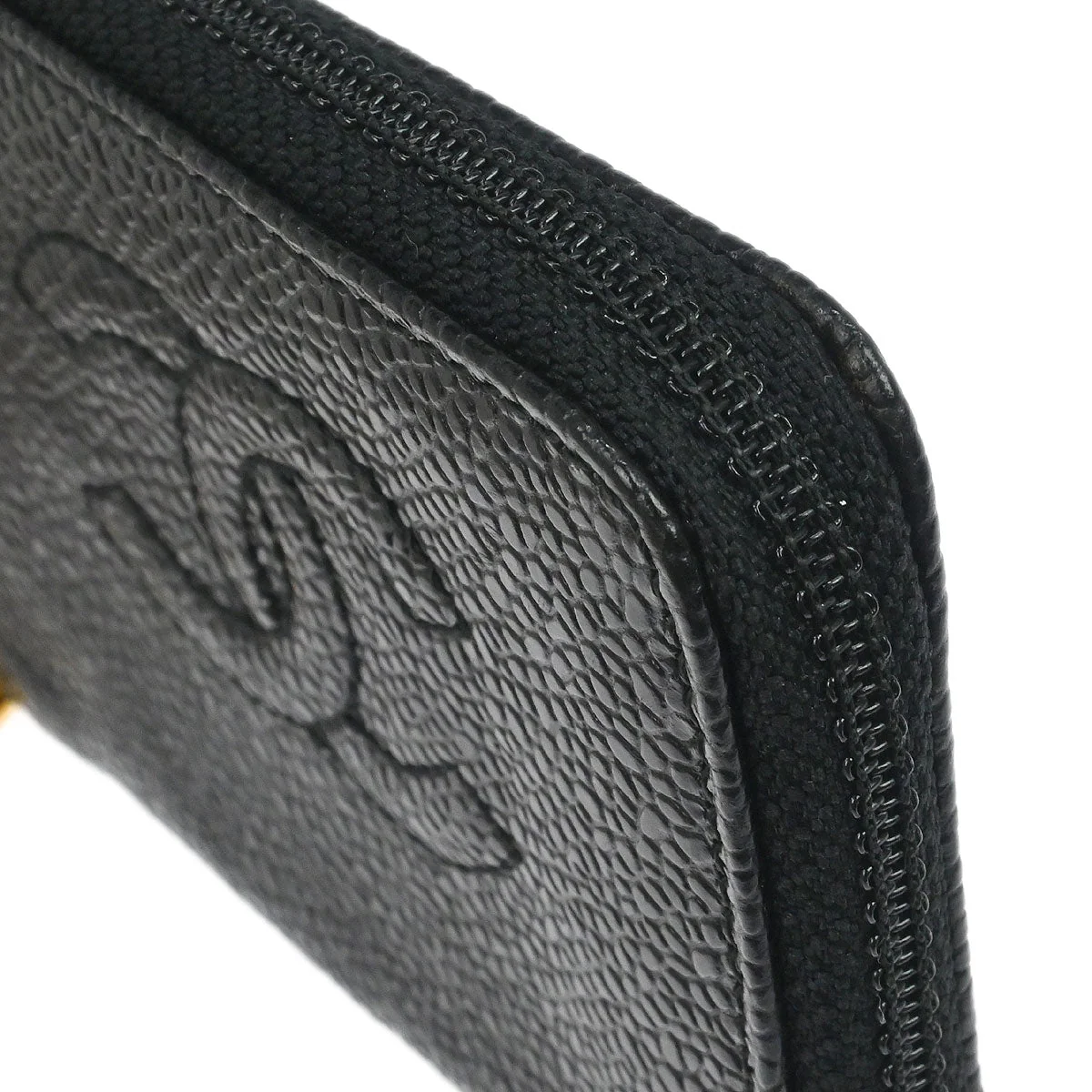 Chanel 1997-1999 Black Caviar Skin Coin Purse Wallet - Image 8