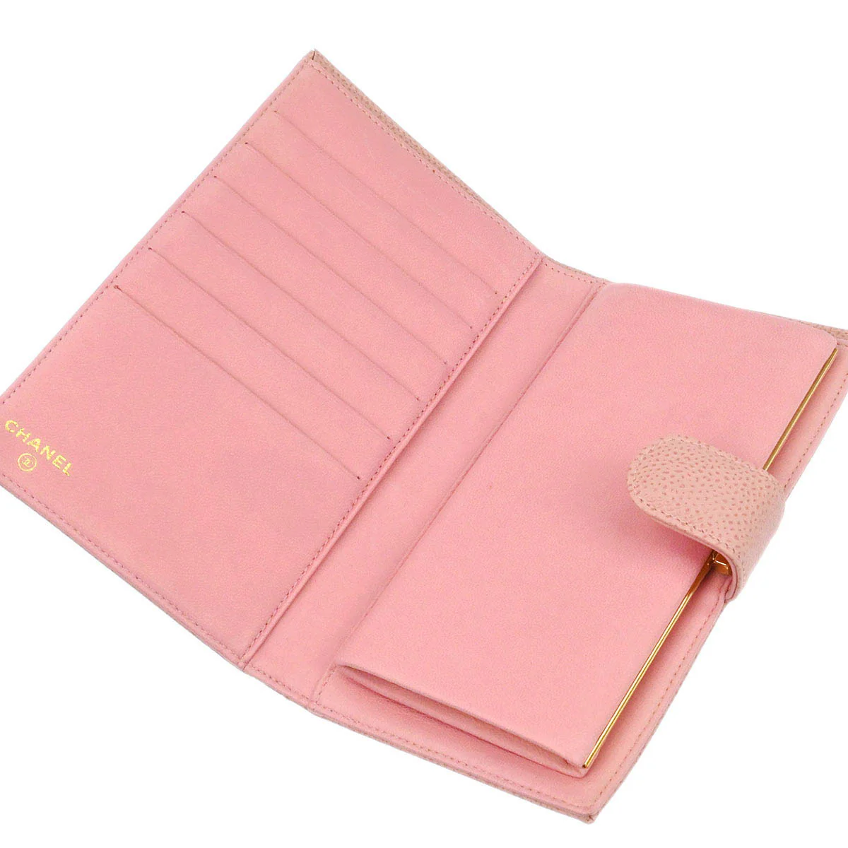 Chanel 2003-2004 Pink Caviar Skin Bifold Wallet - Image 6