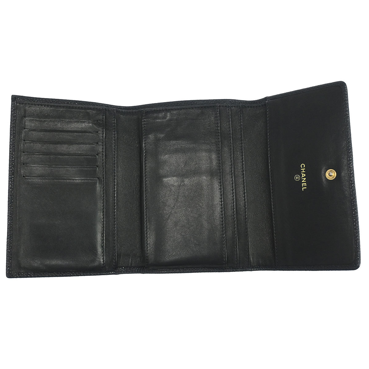 Chanel Black Caviar Skin Trifold Wallet - Image 11