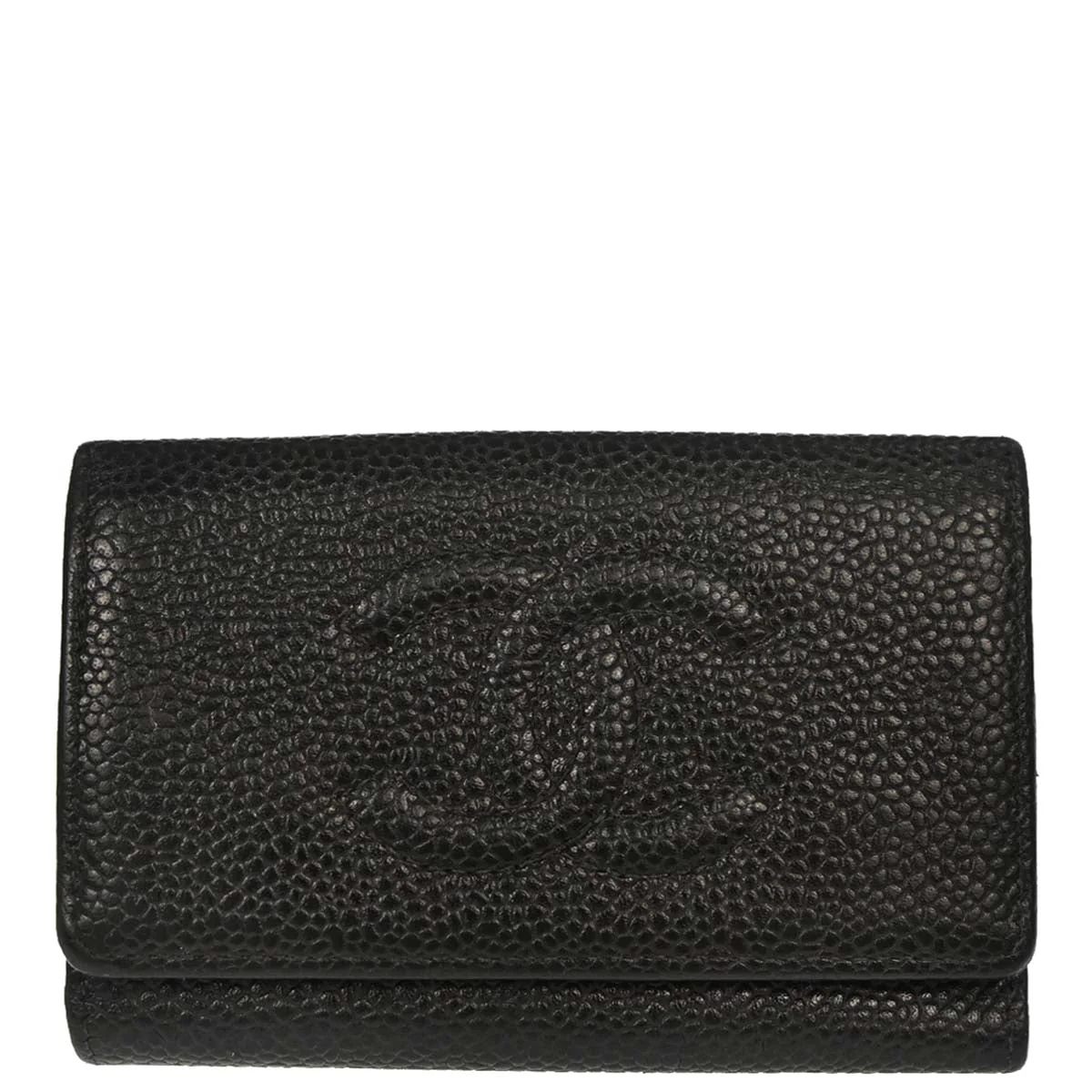 Chanel 2003-2004 Black Caviar Skin Six Hook Key Case Small Good