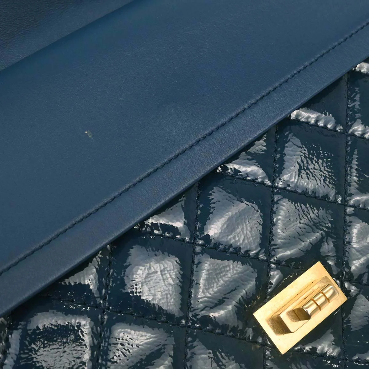 Chanel Blue Patent Leather 2.55 Double Flap Shoulder Bag - Image 11