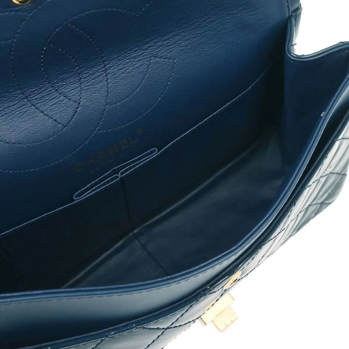 Chanel Blue Patent Leather 2.55 Double Flap Shoulder Bag - Image 12