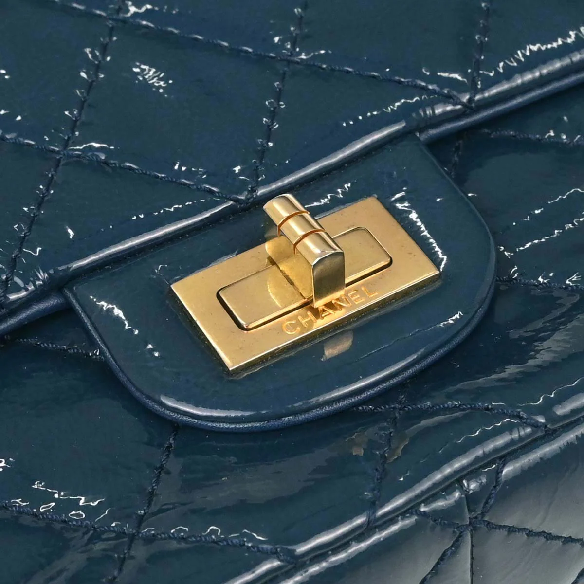 Chanel Blue Patent Leather 2.55 Double Flap Shoulder Bag - Image 8