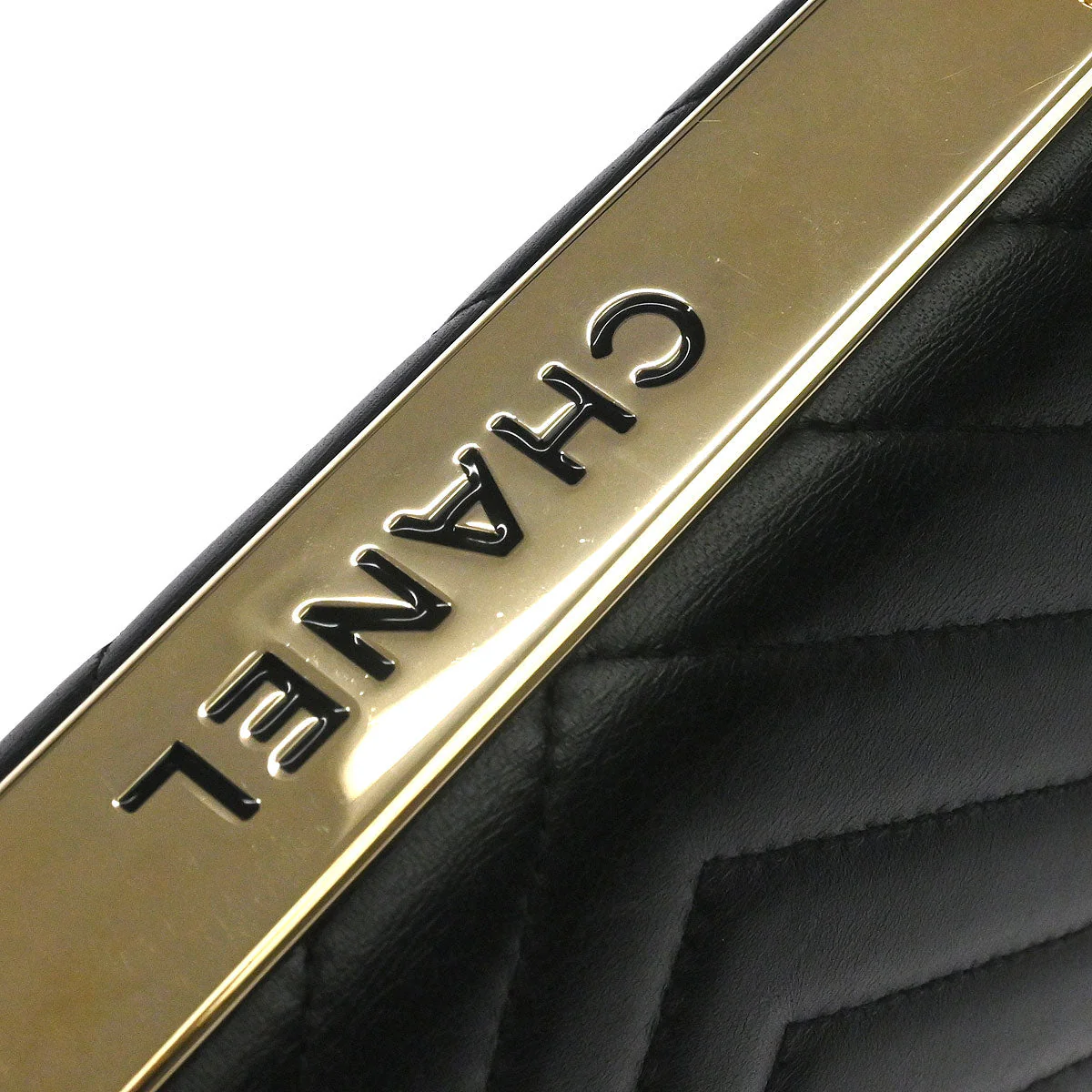 Chanel 2019 Black Lambskin Chevron Trendy CC WOC Wallet on Chain Bag - Image 6