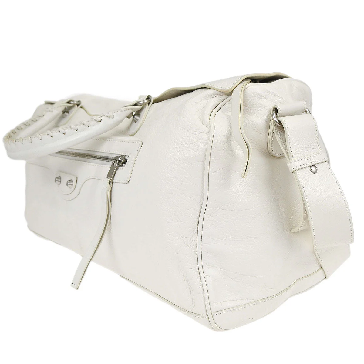 Balenciaga White Squash 2way Duffle Shoulder Handbag - Image 3