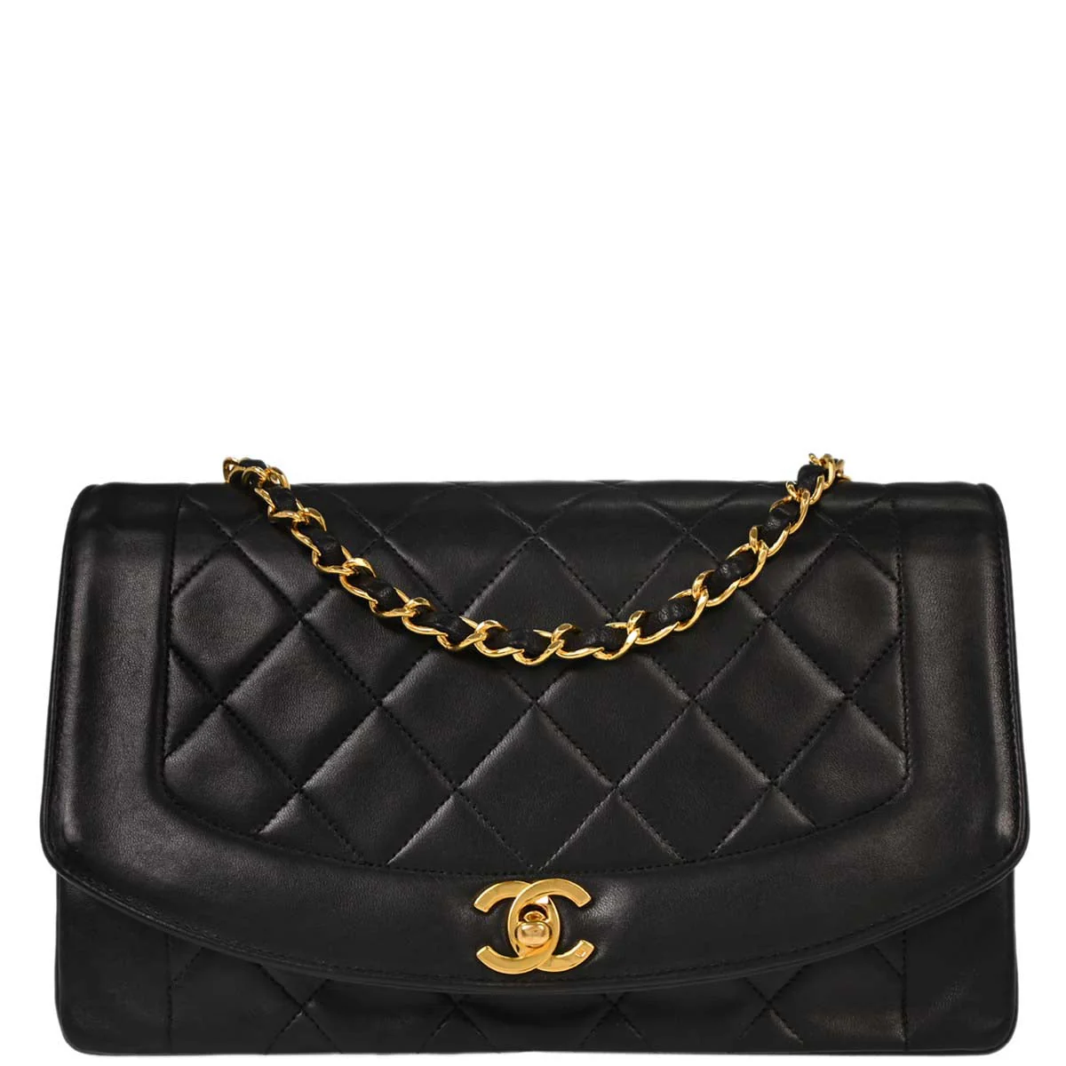 Chanel Black Lambskin Medium Diana Shoulder Bag