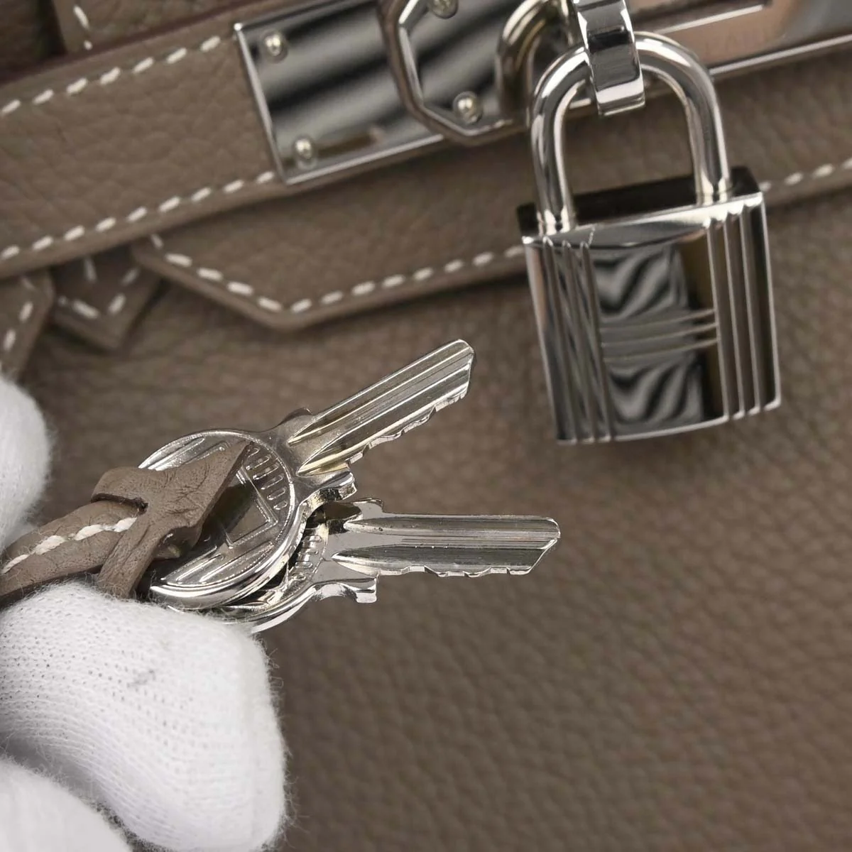 Hermes Etoupe Gray Togo Birkin 30 Handbag - Image 11