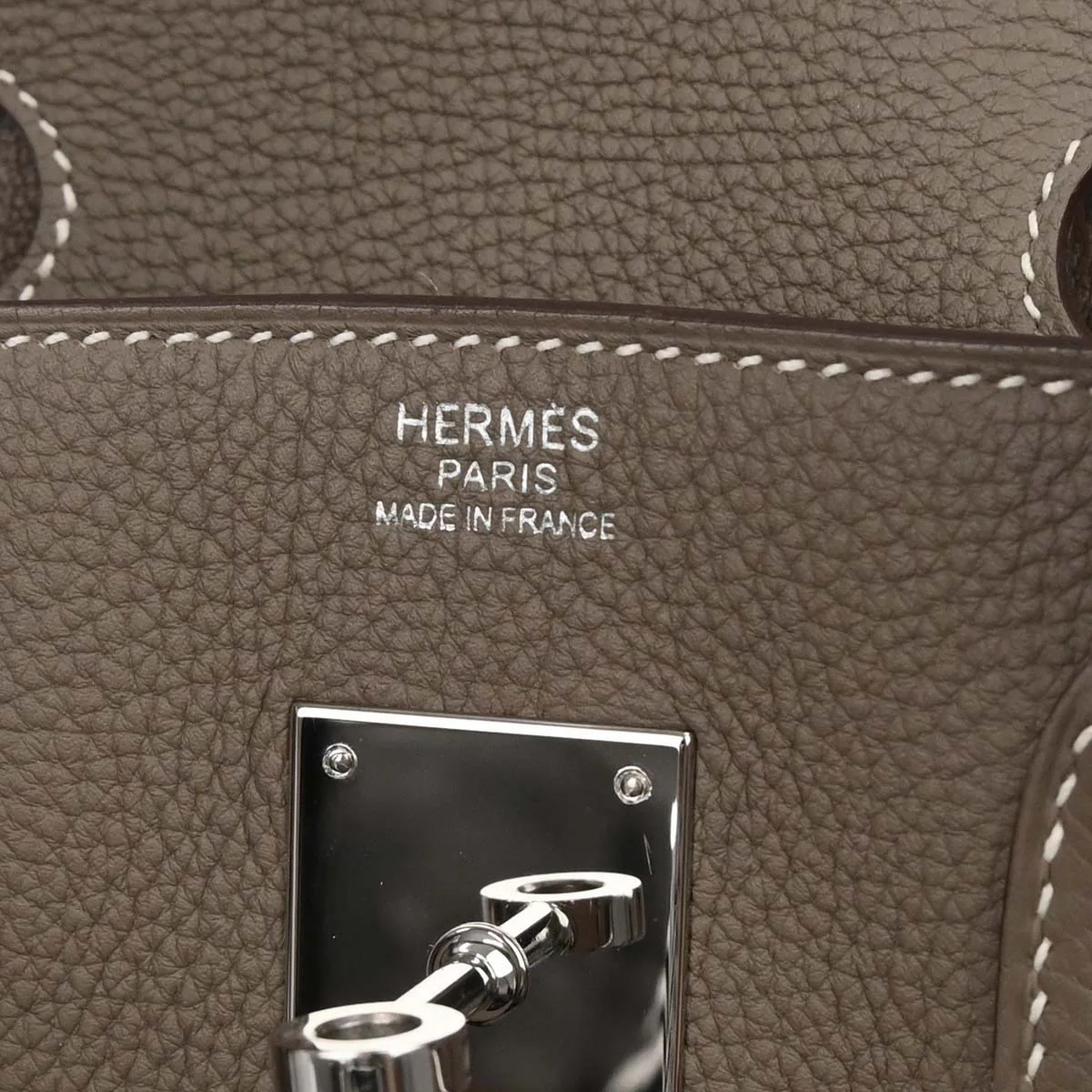 Hermes Etoupe Gray Togo Birkin 30 Handbag - Image 19