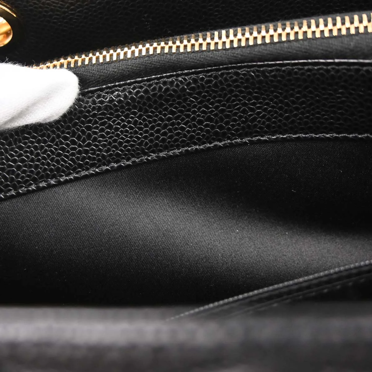 Chanel Black Caviar Skin Grand Shopping Tote GST Chain Handbag - Image 13