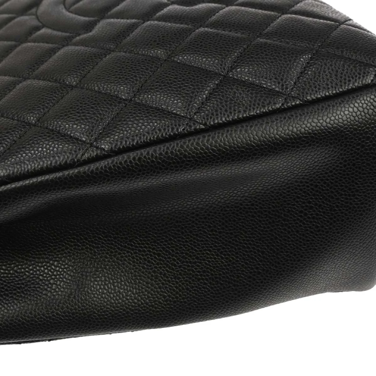 Chanel Black Caviar Skin Grand Shopping Tote GST Chain Handbag - Image 4