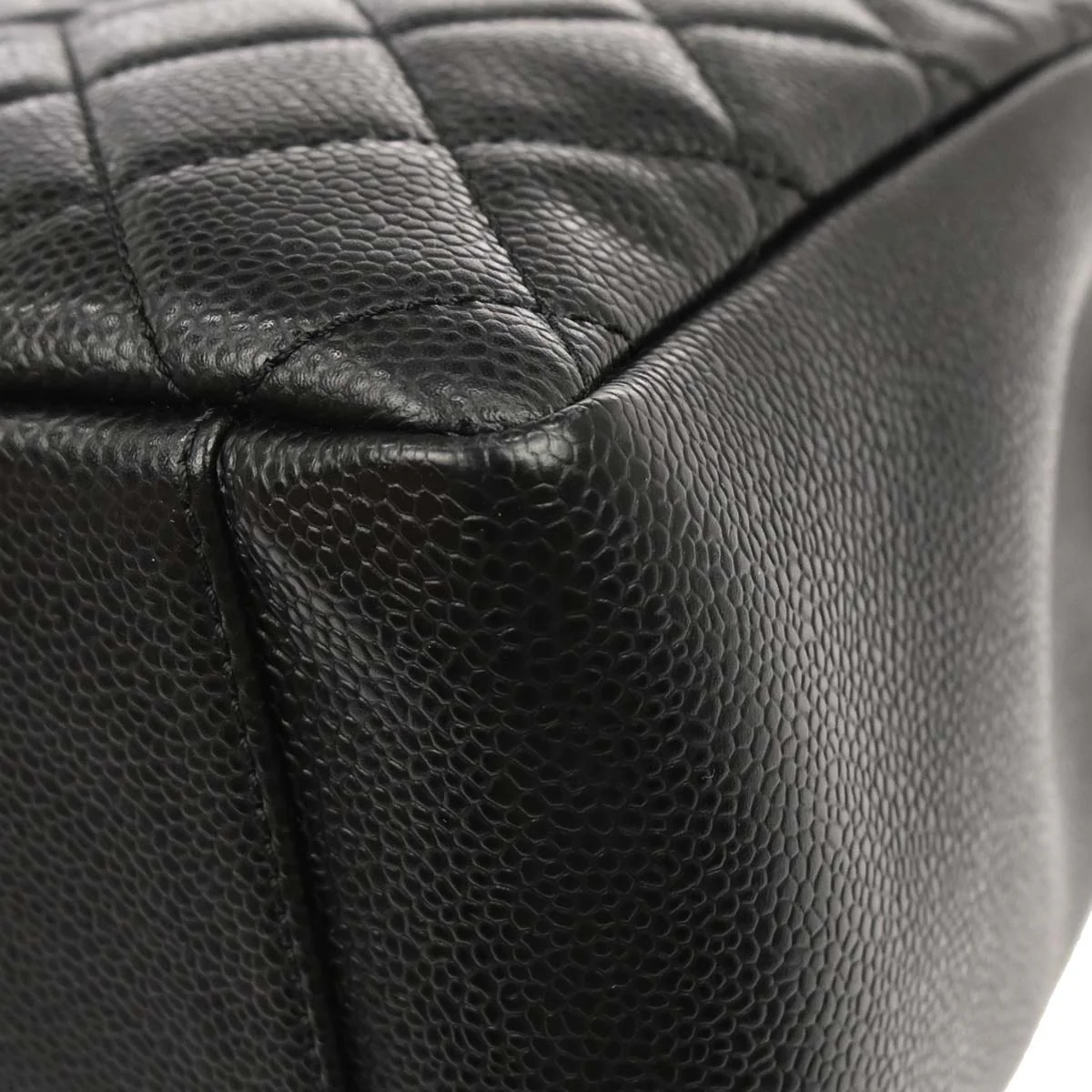 Chanel Black Caviar Skin Grand Shopping Tote GST Chain Handbag - Image 8