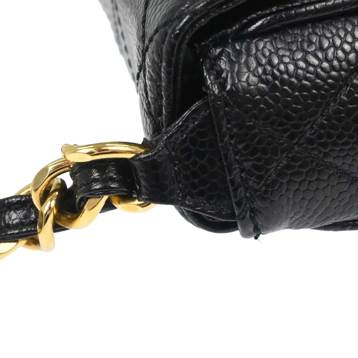 Chanel Black Caviar Skin Handbag - Image 9
