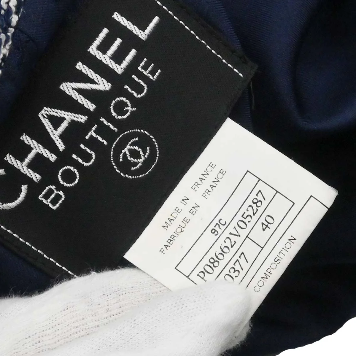 Chanel 1997 Setup Suit Jacket Skirt Tweed Navy #40 #42 - Image 13