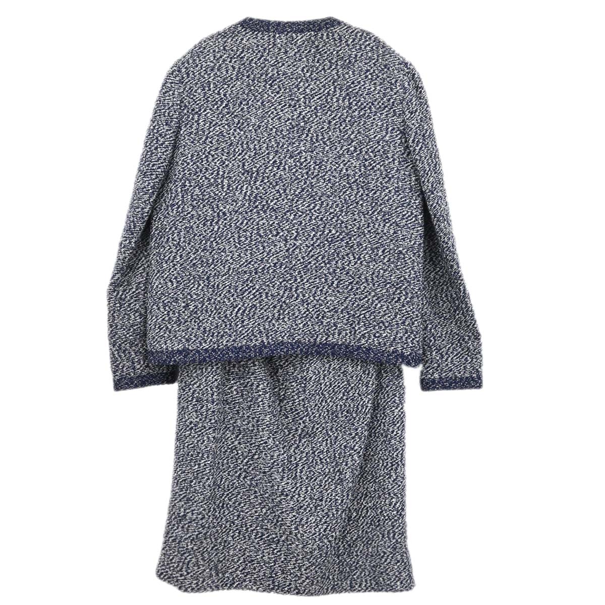 Chanel 1997 Setup Suit Jacket Skirt Tweed Navy #40 #42 - Image 2
