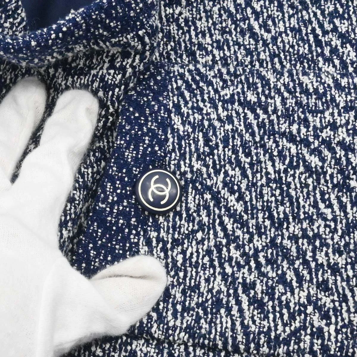 Chanel 1997 Setup Suit Jacket Skirt Tweed Navy #40 #42 - Image 5