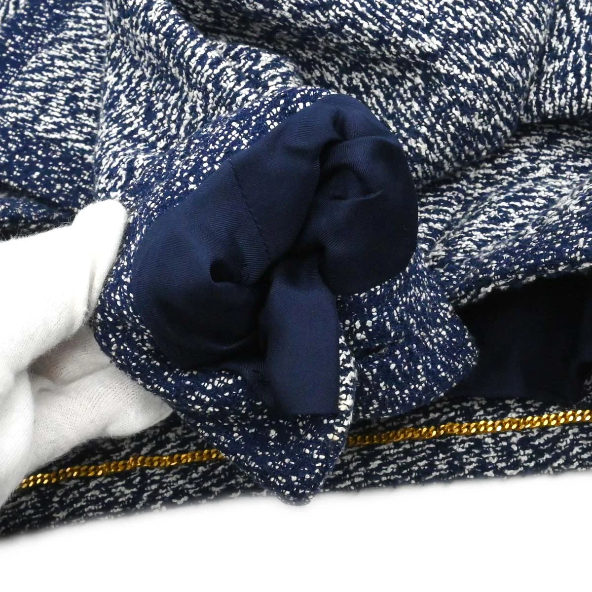 Chanel 1997 Setup Suit Jacket Skirt Tweed Navy #40 #42 - Image 9