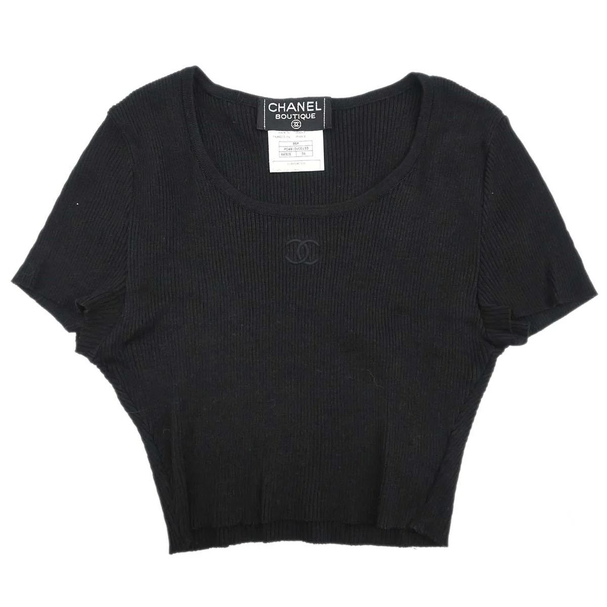 Chanel 1995 Cropped T-shirt Black #36