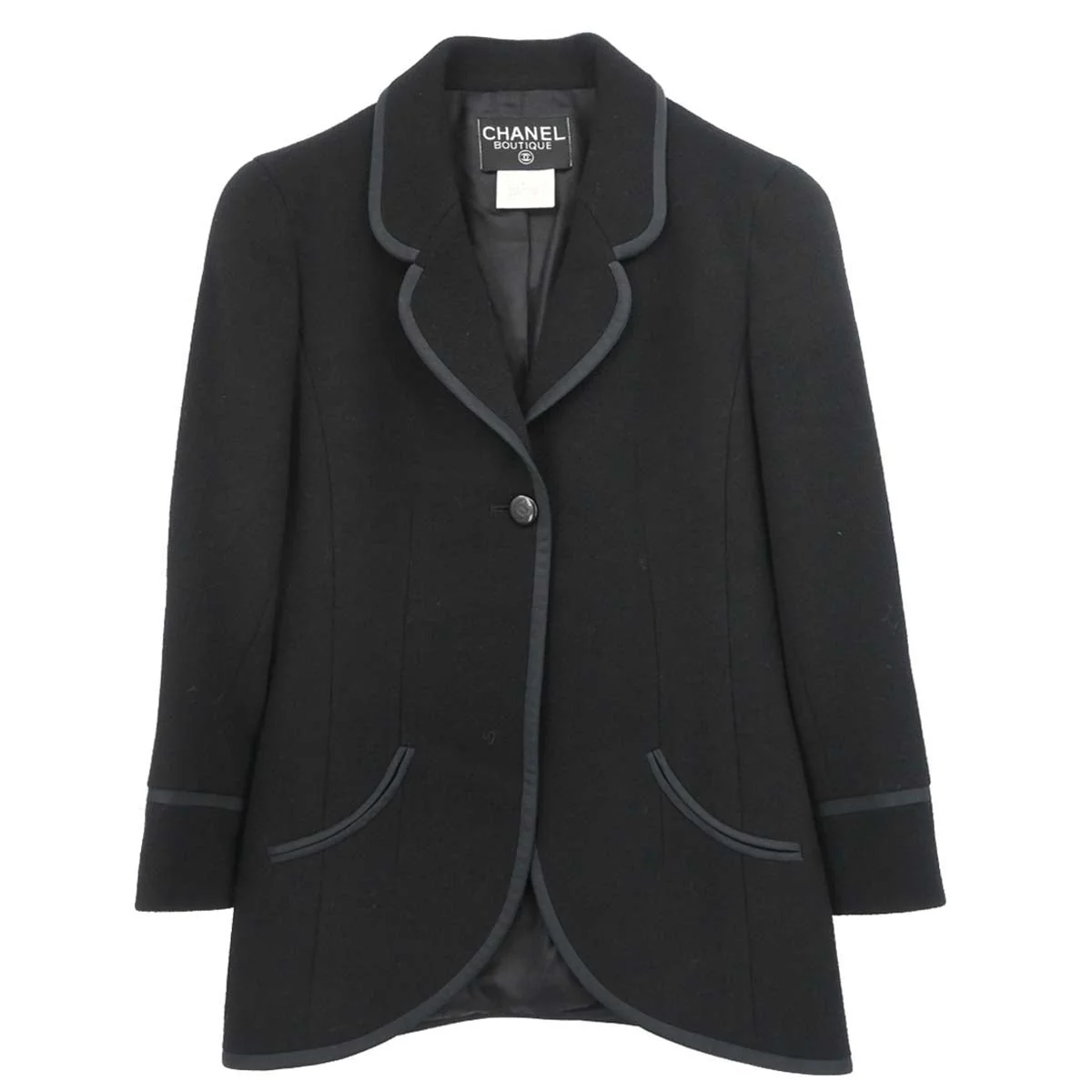 Chanel 1996 Single Breasted Jacket Black #38