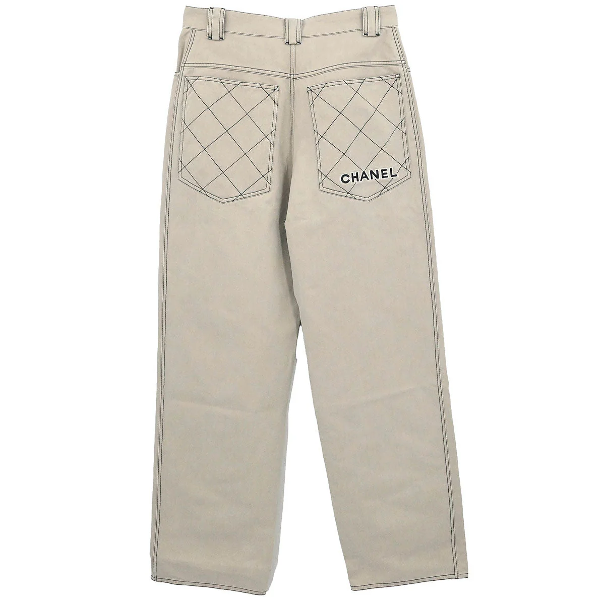 Chanel Long Denim Pants Beige #36