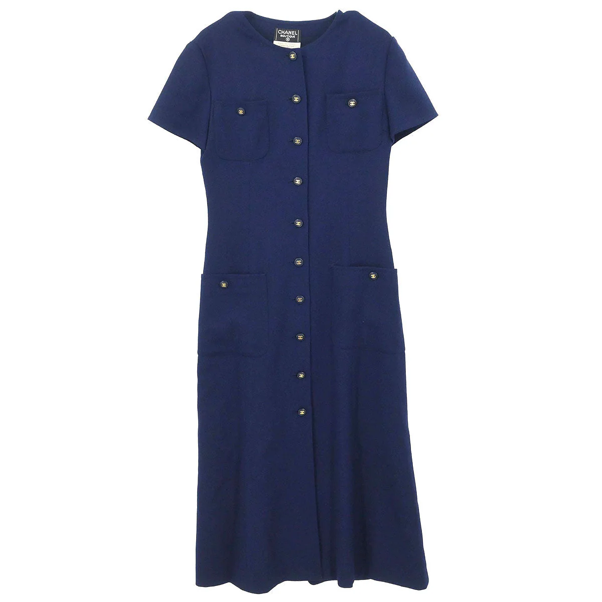 Chanel 1994 Short Sleeve Dress Navy #38