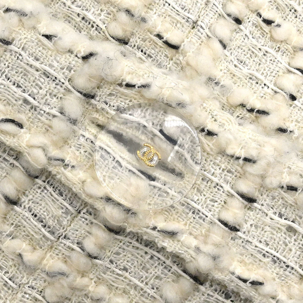 Chanel 2017 Single Breasted Tweed Jacket Ivory #38 - Image 9