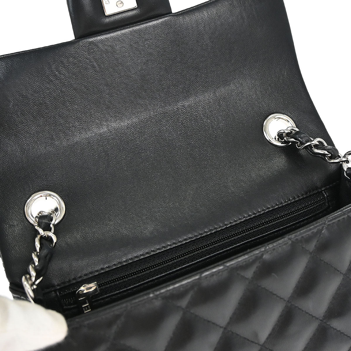 Chanel Black Lambskin Valentine Charm Flap Shoulder Bag - Image 13