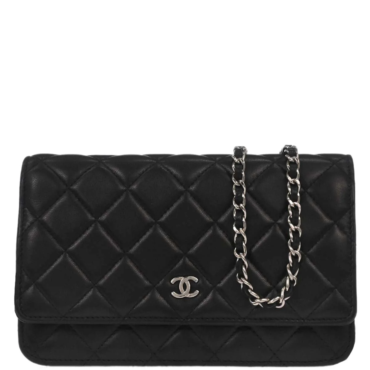 Chanel Black Lambskin Classic WOC Wallet on Chain Bag