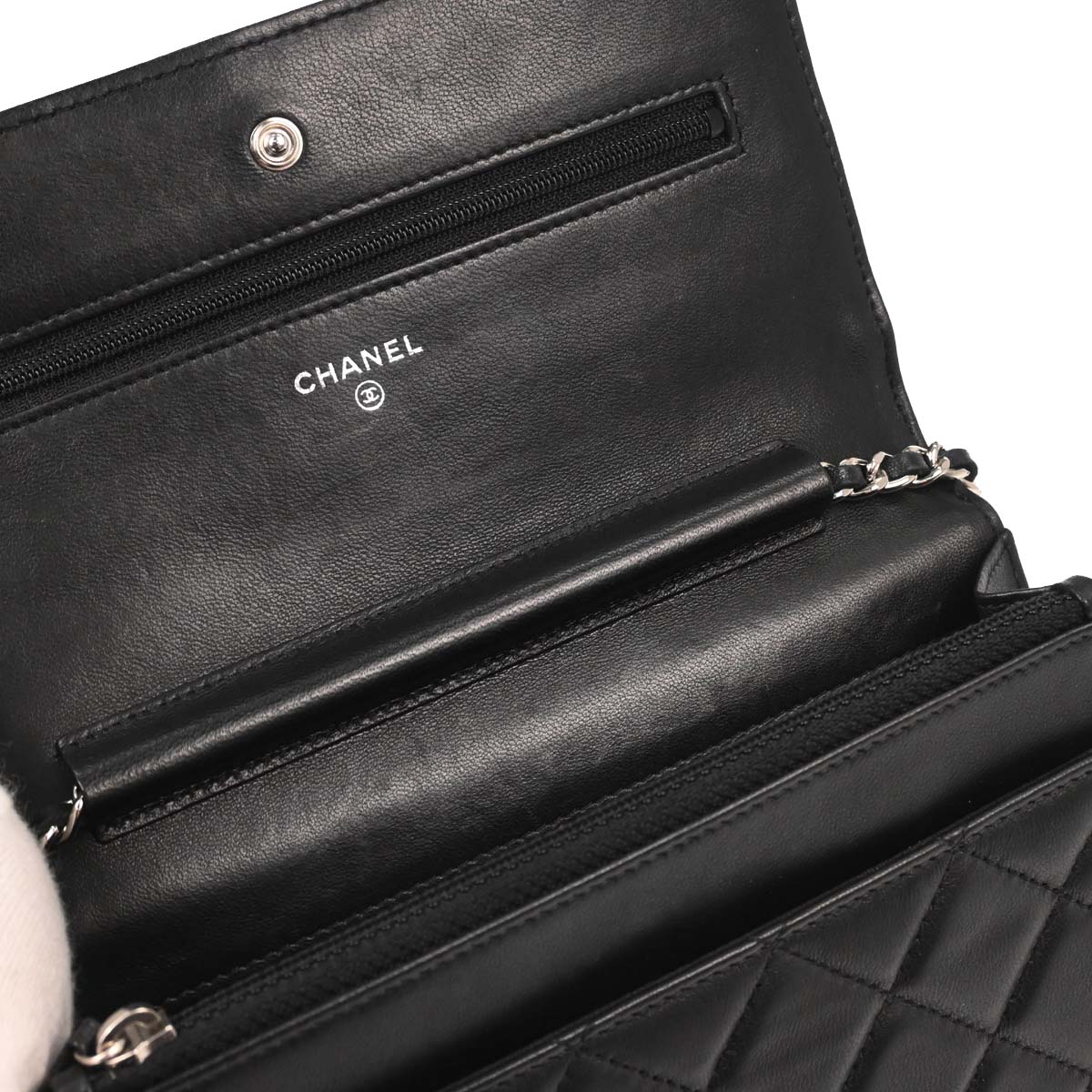 Chanel Black Lambskin Classic WOC Wallet on Chain Bag - Image 11