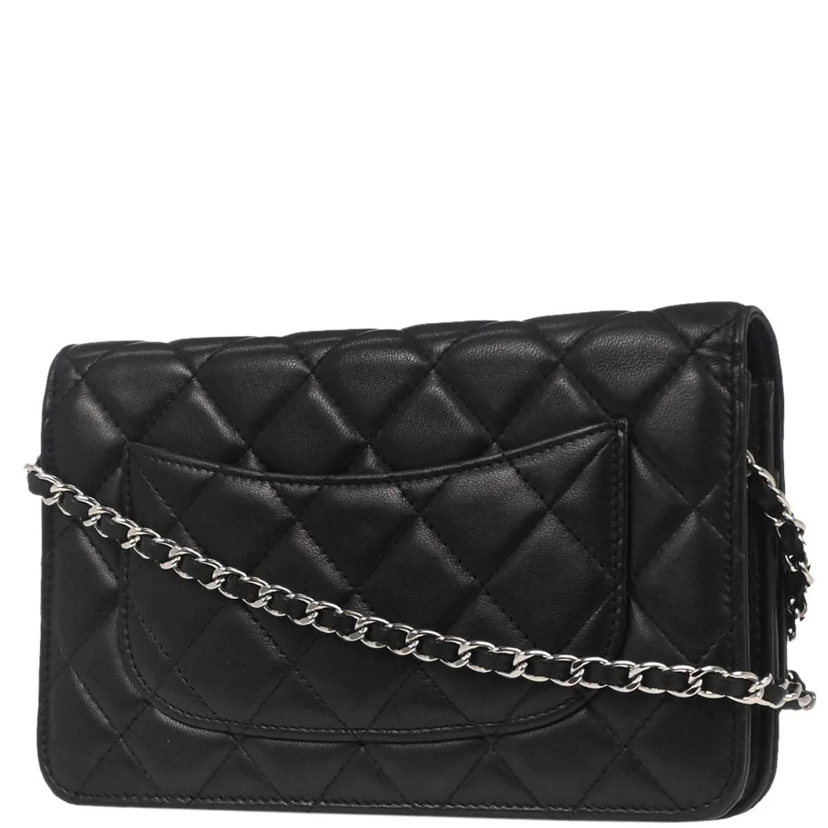 Chanel Black Lambskin Classic WOC Wallet on Chain Bag - Image 2
