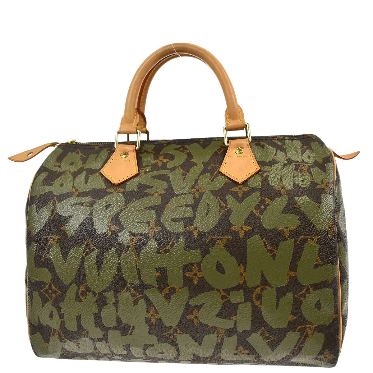 Louis Vuitton Khaki Monogram Graffiti Speedy 30 Handbag M92194 - Image 2